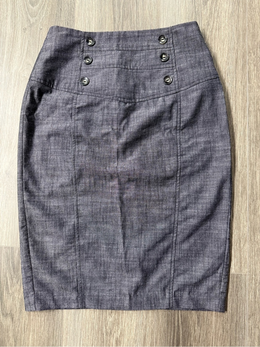 Iz Byer California Women's Size 5 Pencil Skirt Gray Buttons Work Preppy